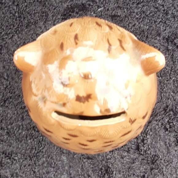 Otagiri Mid Century OMC Japan Owl Bird Piggy Hand Painted 5" Ceramic Coin Bank - Picture 7 of 8